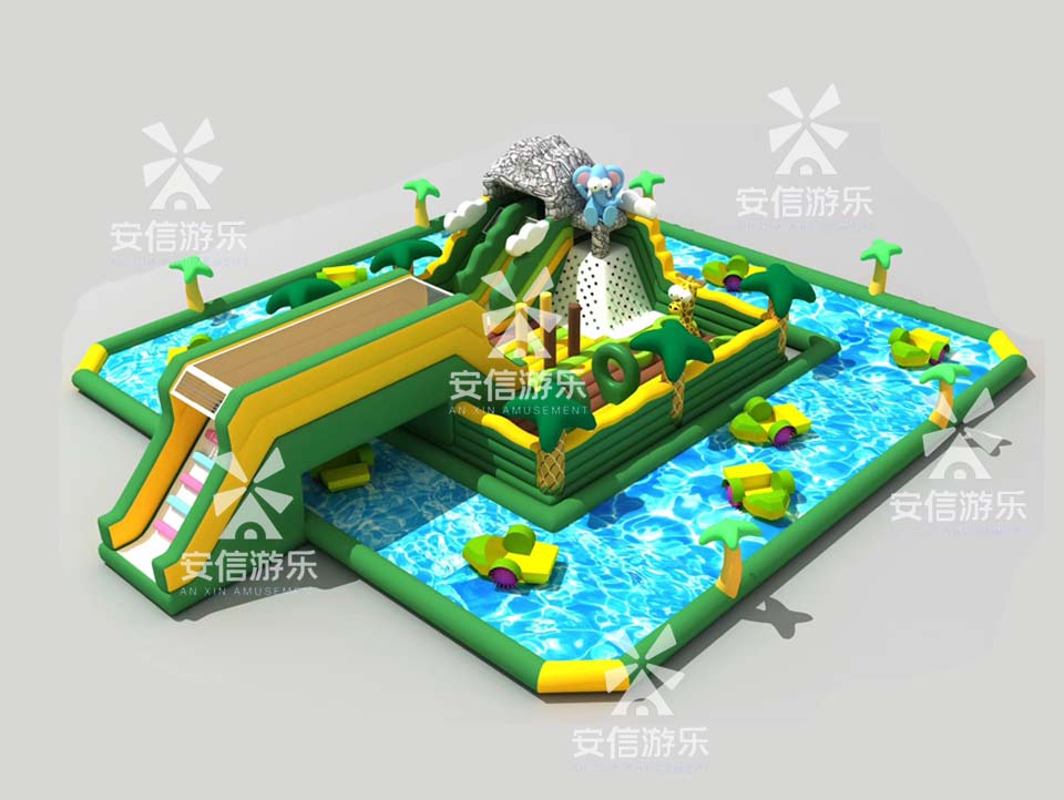 Outdoor commercial grade inflatable mobile water park