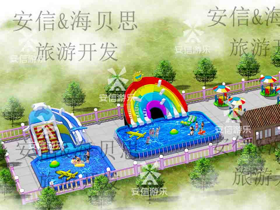 Outdoor commercial grade inflatable mobile water park