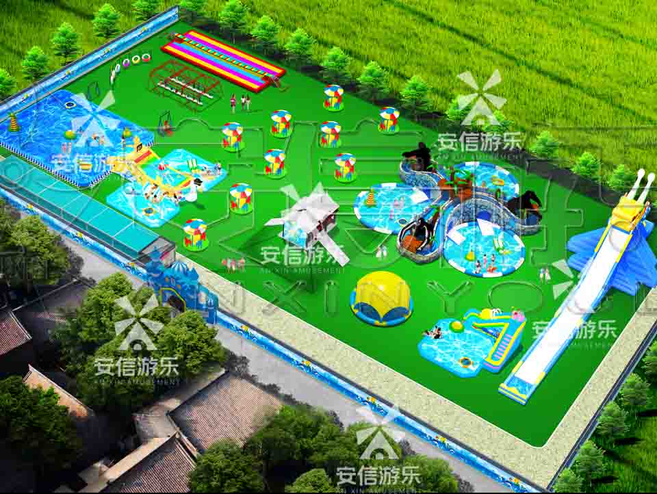 Outdoor commercial grade inflatable mobile water park