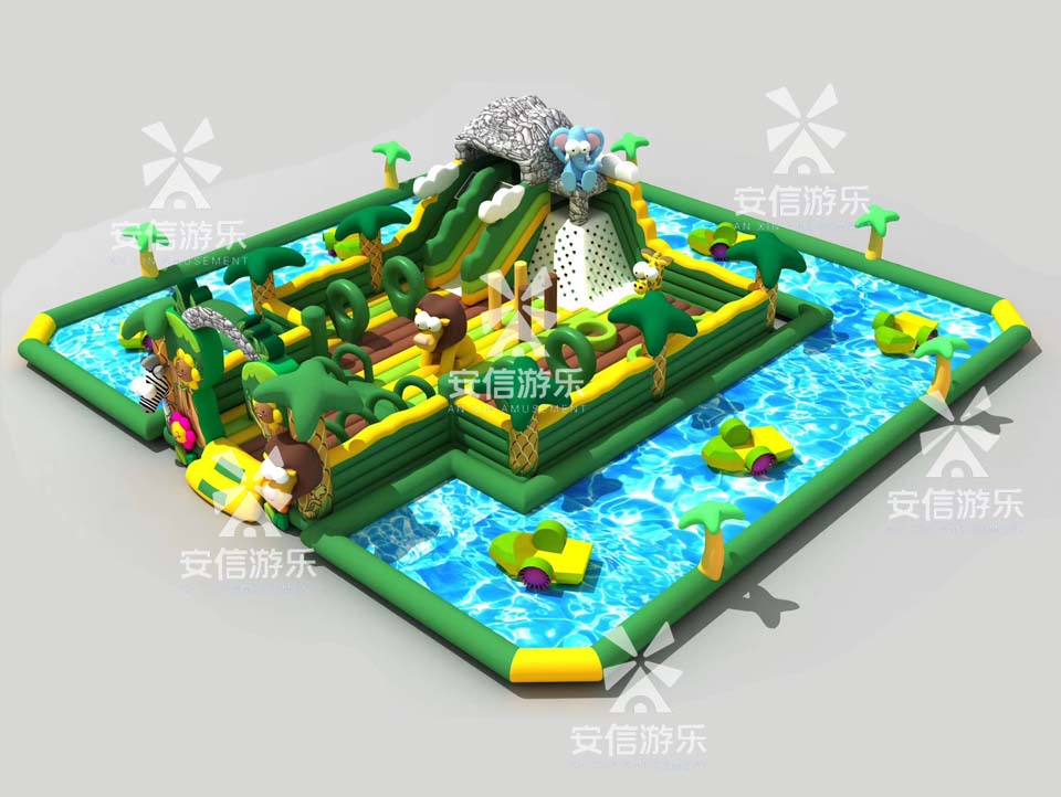 Outdoor commercial grade inflatable mobile water park