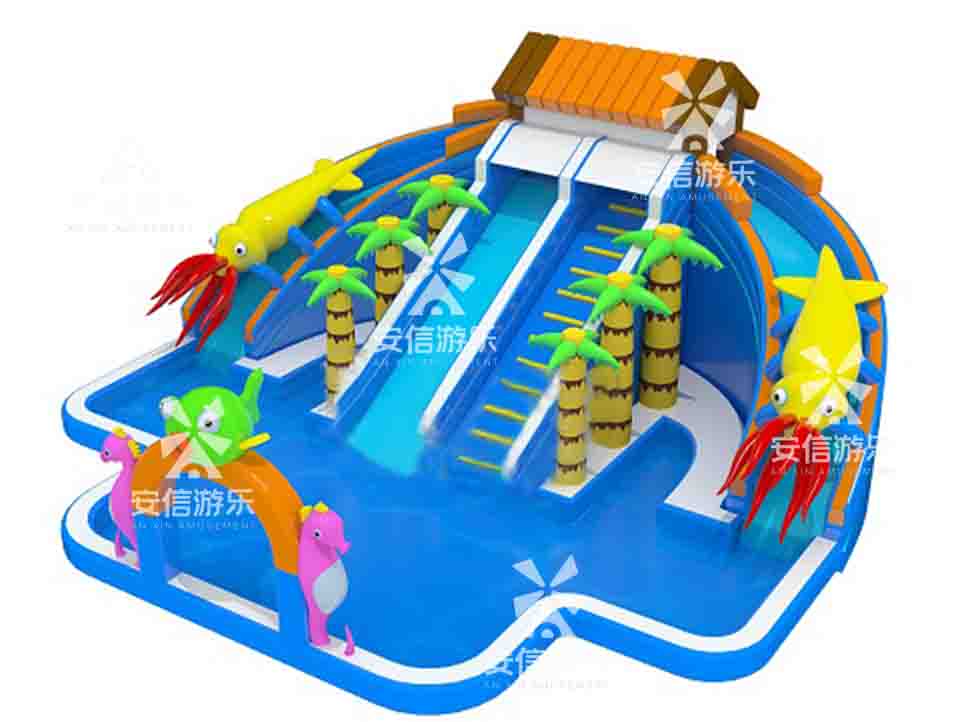 Outdoor commercial grade inflatable mobile water park