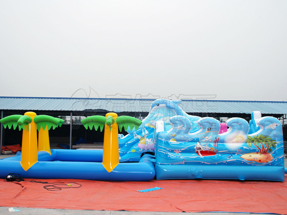 inflatable ocean jumping castle with pool