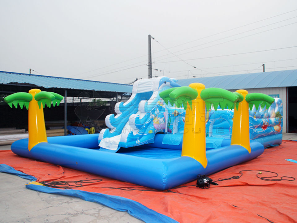 inflatable ocean jumping castle with pool