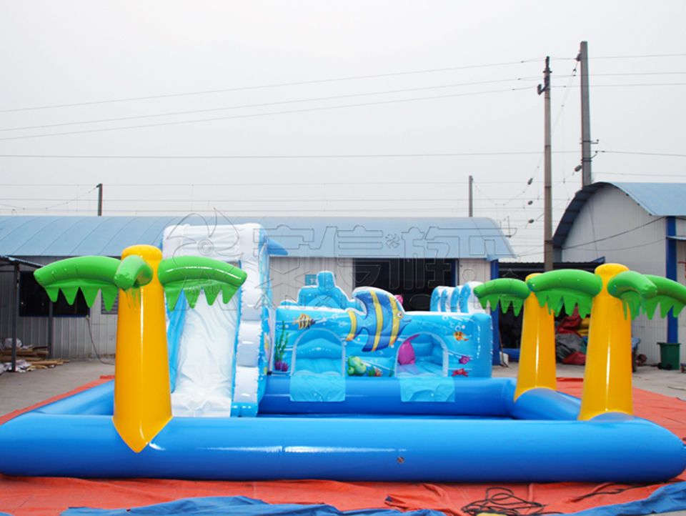 inflatable ocean jumping castle with pool