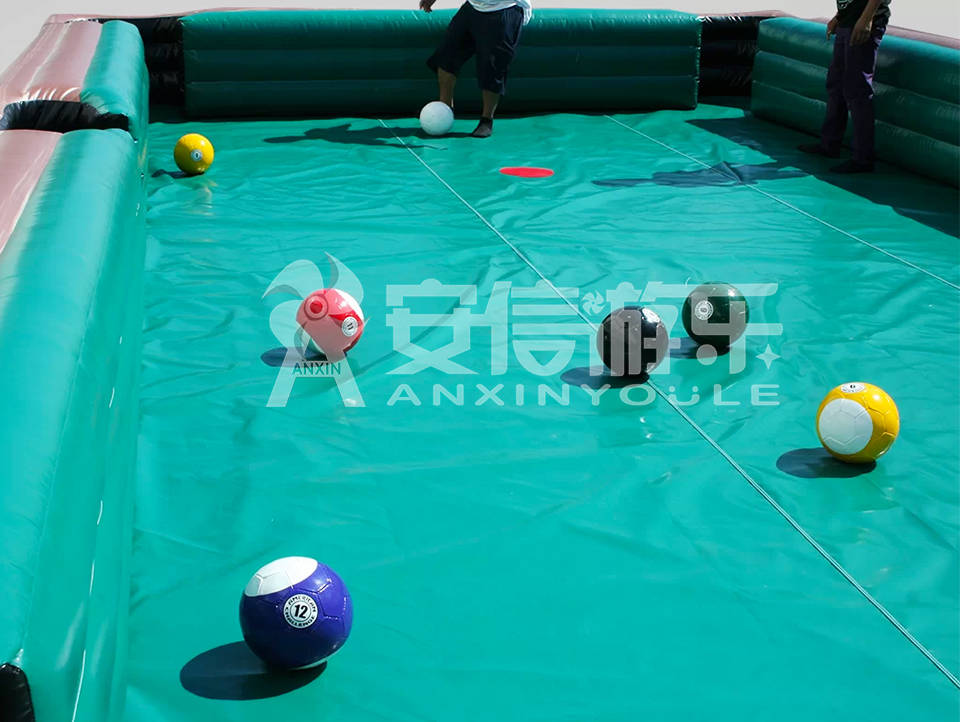 Inflatable snooker soccer ball area