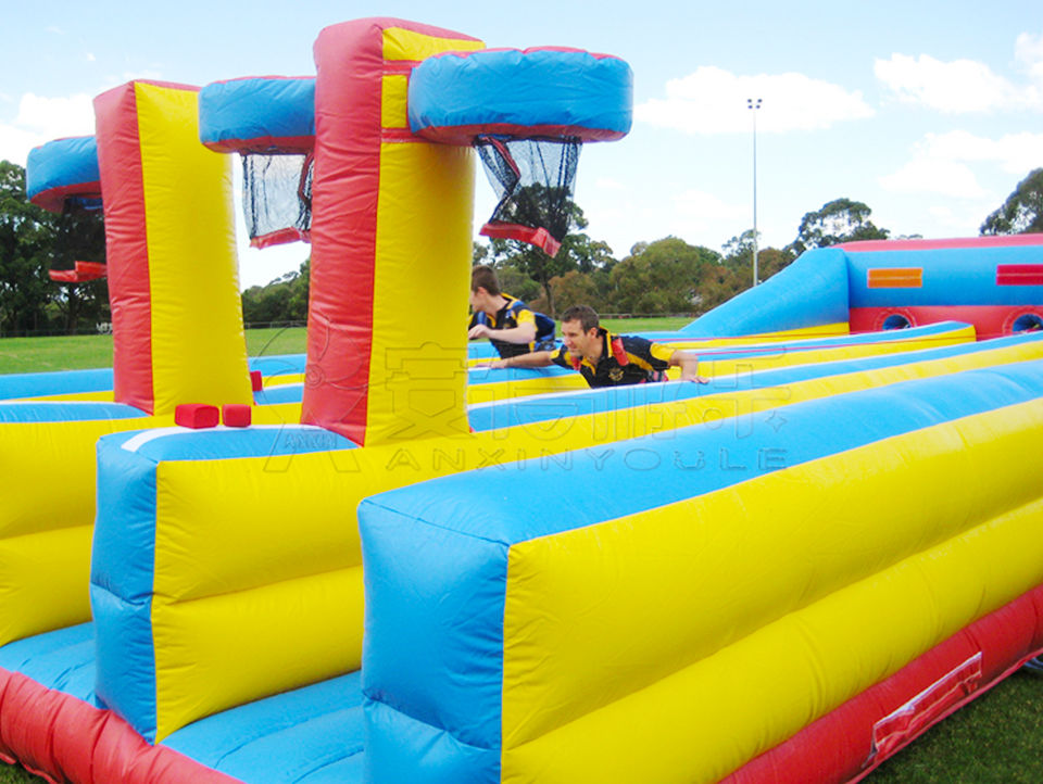 inflatable 3 lanes bungee run air track