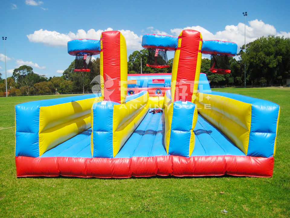 inflatable 3 lanes bungee run air track