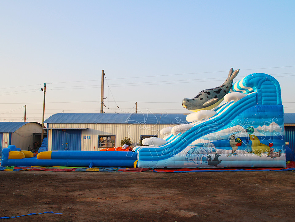 Giant inflatable water slide