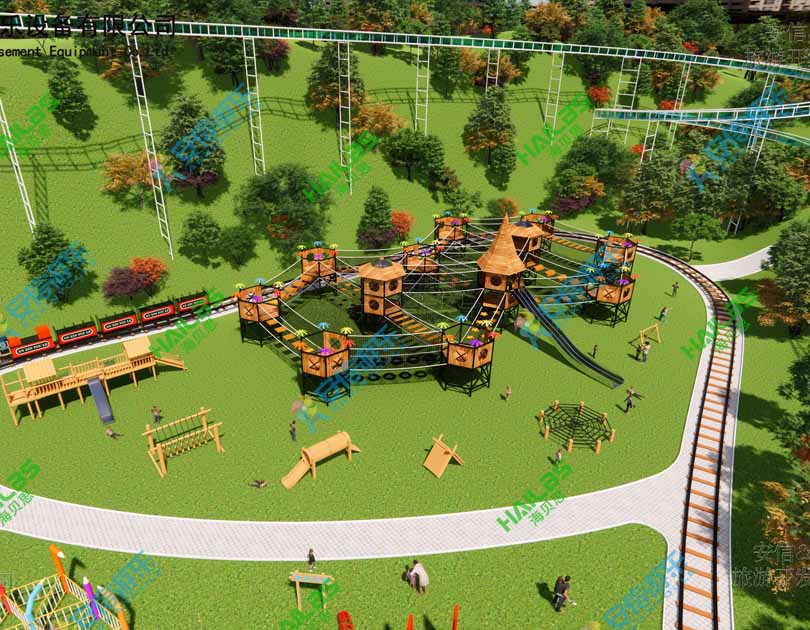 2021 ANXIN amusement park playground swing, jumping cloud, volcano climbing etc