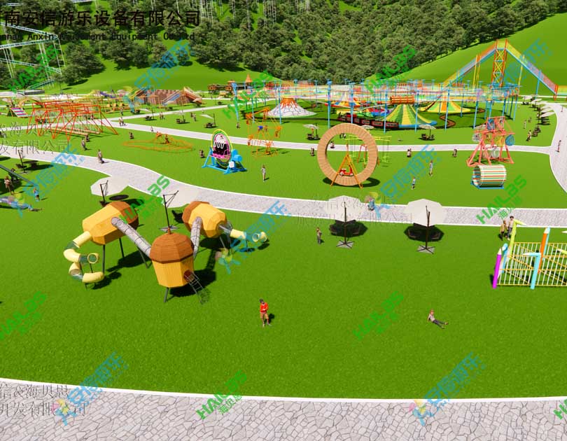 2021 ANXIN amusement park playground swing, jumping cloud, volcano climbing etc