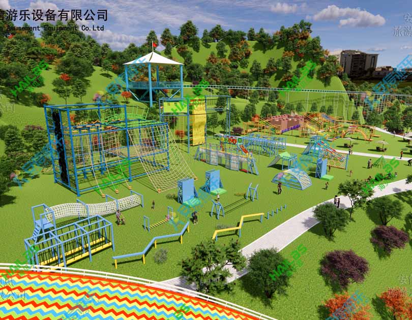 2021 ANXIN amusement park playground swing, jumping cloud, volcano climbing etc