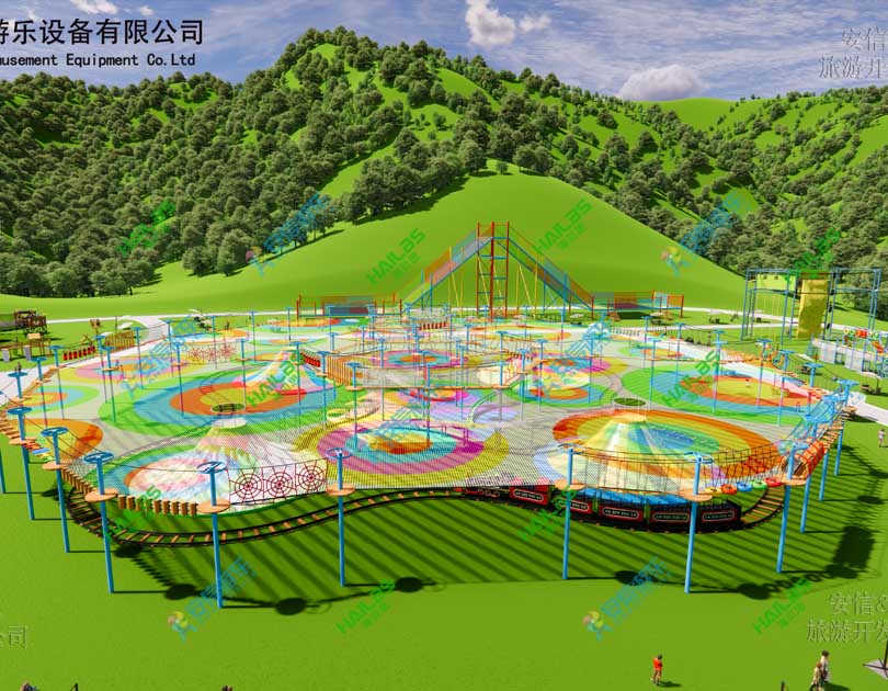 2021 ANXIN amusement park playground swing, jumping cloud, volcano climbing etc