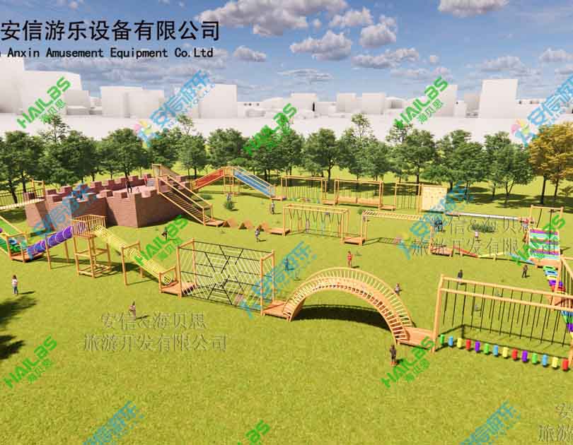 2021 ANXIN amusement park playground swing, jumping cloud, volcano climbing etc